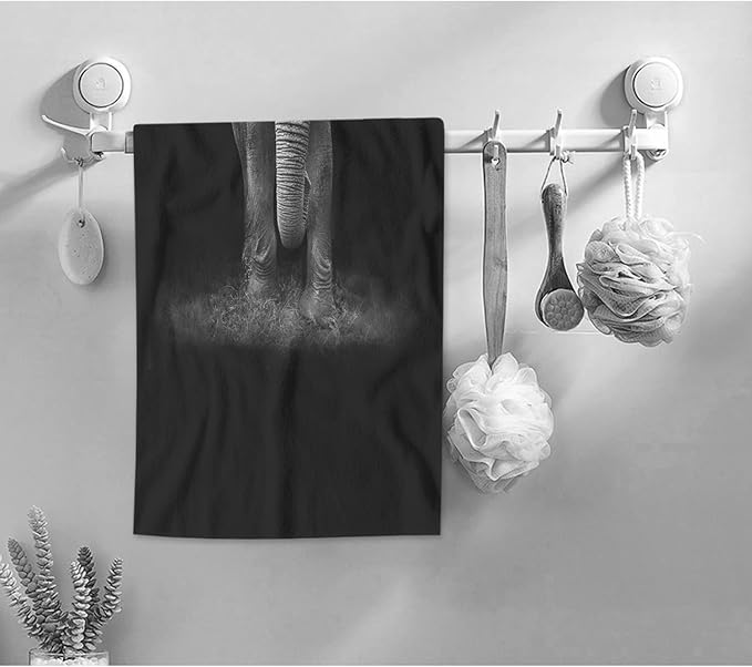 AOYEGO Elephant Beach Towels Wild Animal Wildlife Gray Elephants Microfiber Soft Towels for Bath Hair Hand Towel for Women/Men/Girls/Boys 15x30 Inch