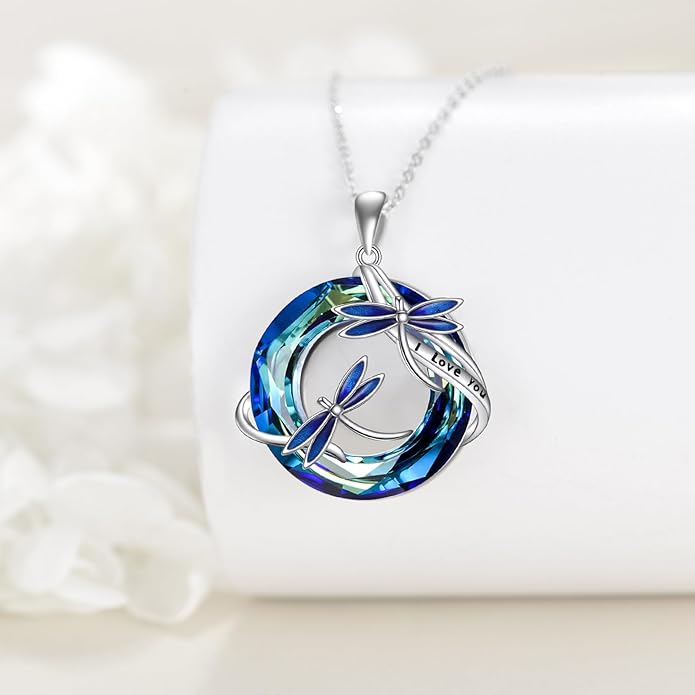 TIGER RIDER Bee Necklace for Women Sterling Silver Cute Animal Axolotl Dragonfly Moth Owl Black Cat Pendant Necklaces Animals Jewelry Birthday Gifts for Women Wife