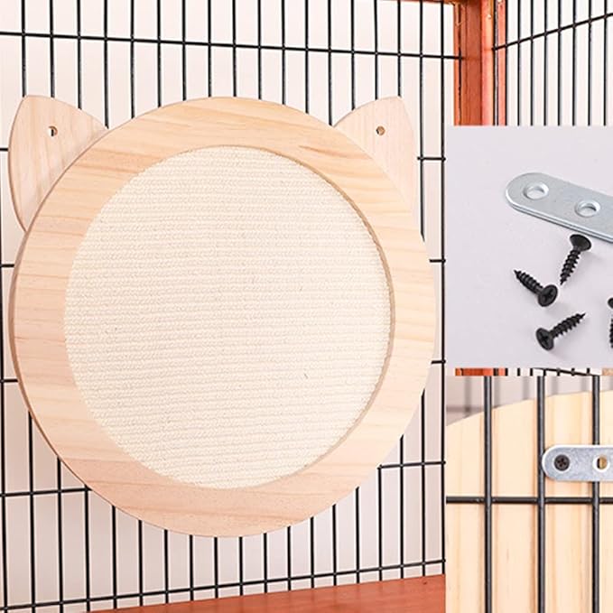 La La Pet® Wall Mounted Cat Bed Wooden Floating Cat Shelf Capsule Cat House Cat Perch Cat Steps Cat Ladder Cat Tree Cat Furniture Cat Lounger Cat Climber (15.7" Scratcher Board)