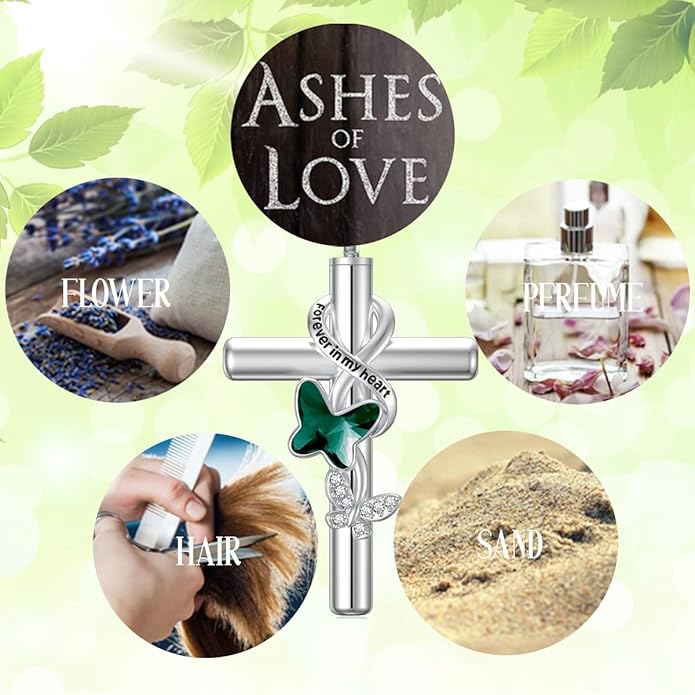Cross Urn Necklace for Ashes 925 Sterling Silver Cremation Jewelry with Funnel Filler Kit Ashes Necklace for Human Women Girl Pets