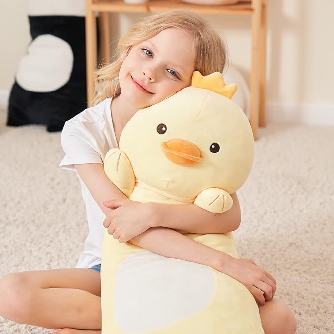 36” Long Duck Plush Body Pillow, Kawaii Cute Yellow Ducks Stuffed Animals, Hugging Squishy Pillow Soft Plushies Toy, Gifts for Kids Girls and Boys, Birthday Easter