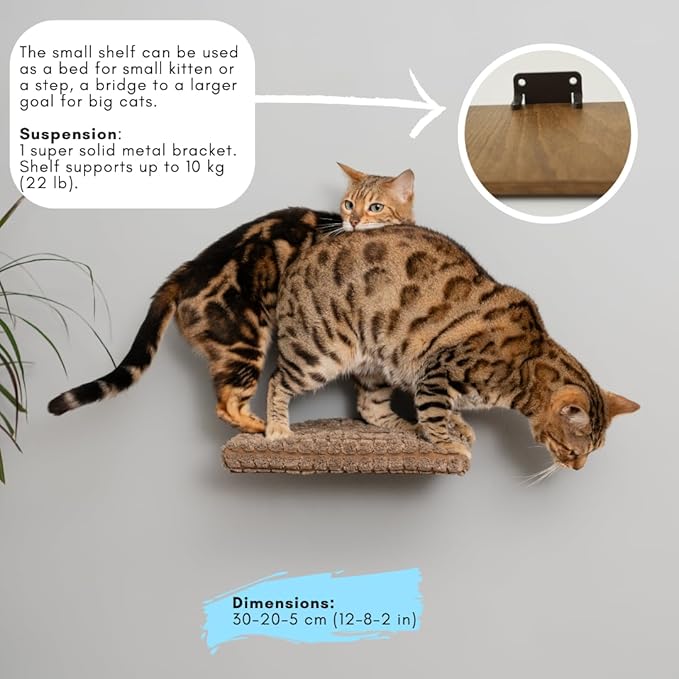 Cat Wall Furniture, Wall Mounted Cat Shelf, Cat Window Perch, Cat Shelves, Cat Wall Bed, Cat Steps for Wall, Cat Playground, Cat Wall Set Brown Cat Waved Shelf Cat Step