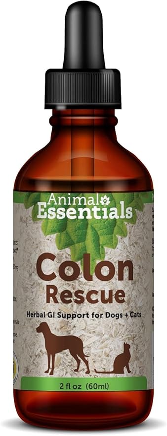 Animal Essentials Colon Rescue for Dogs & Cats - Herbal Laxative, Constipation Relief, Stool Softener with Slippery Elm, Marshmallow Root - 2 Fl Oz