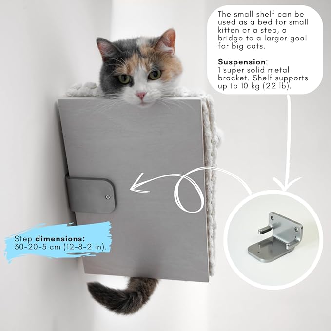 Floating Cat Shelves, Cat Wall Furniture, Wall Mounted Cat Shelf, Cat Bed, Modern Cat Bed, Cat House, Cat Steps for Wall, Cat Window Perch, Cat Wall Set Ivory/White Waved Cat Shelf Cat Step