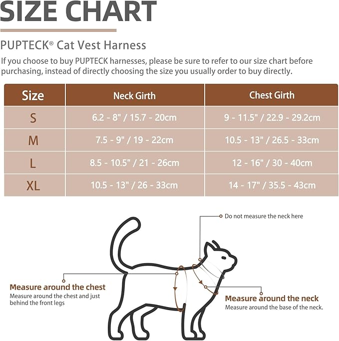 PUPTECK Soft Mesh Cat Vest Harness and Leash Set Puppy Padded Pet Harnesses Escape Proof for Cats Small Dogs Rabbits Bunny, Plaid Pink, M