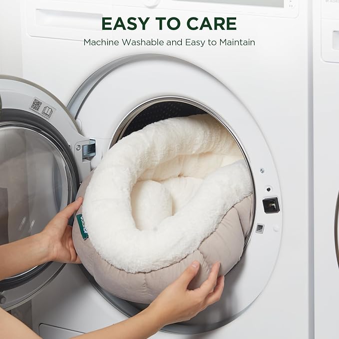 BALANCE Round Cat Beds for Indoor Cats - Donut Dog Beds for Small Dogs, Washable Pet Bed for Puppy and Kitten with Anti-Slip Bottom