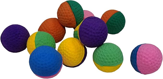 12 Pack Pet Ball Foam Sponge Ball Cat Toy Soft Bouncy Noise Free (12pcs Pet Ball Foam Sponge Ball)