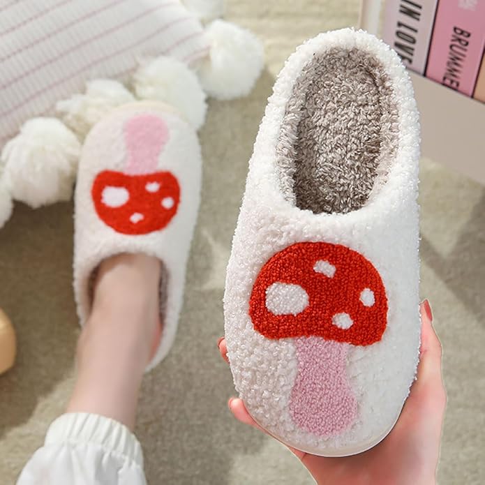 Animal Pattern Slippers - Hello Cat, Bear, Moose & Love Designs - Comfy Memory Foam Plush Cloud Slippers for Couples & Indoor Home