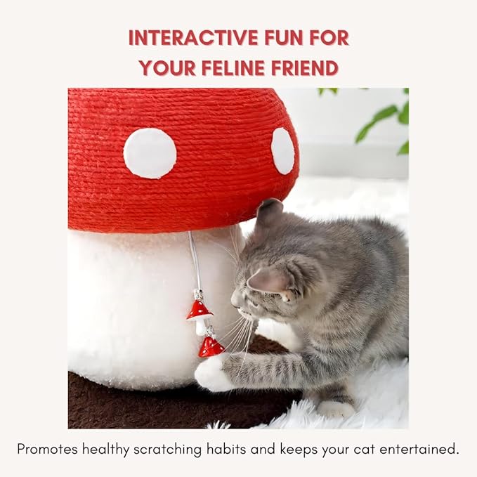 Mushroom Cat Scratching Post - Unique Design, Sisal-Wrapped, Ideal for Medium and Small Cats, No Assembly Required