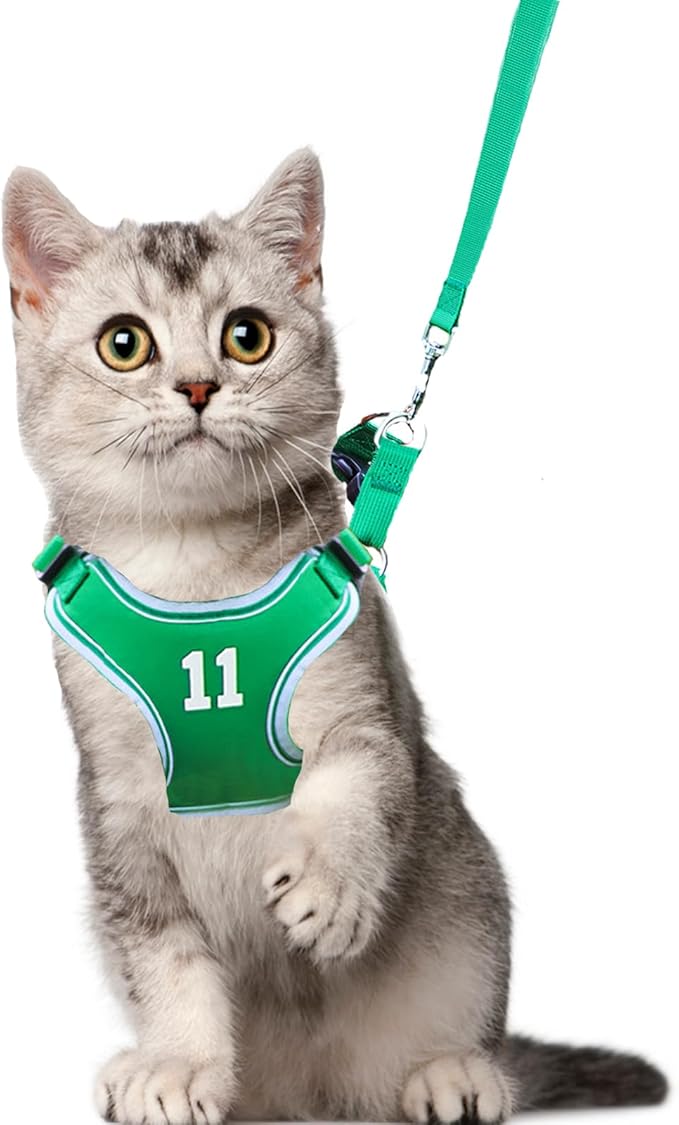 Reflective Cat Dog Harness Breathable Adjustable Pet Harness with Handle for Outdoor Walking,Easy Control for Small,Medium Breeds (Green,XS)