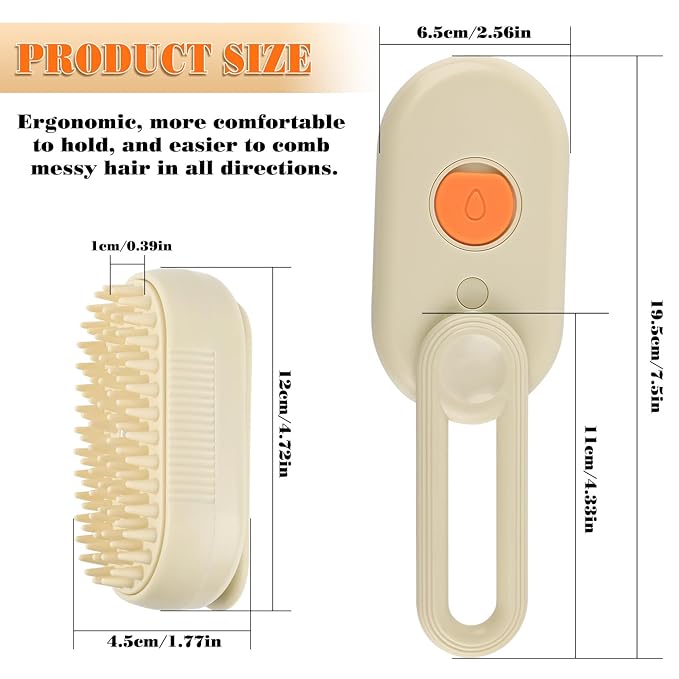 2PCS 3-in-1 Silicone Steamer Brush for Grooming Cats, Dogs and Other Pets - Deshedding and Detangling Long & Matted Fur