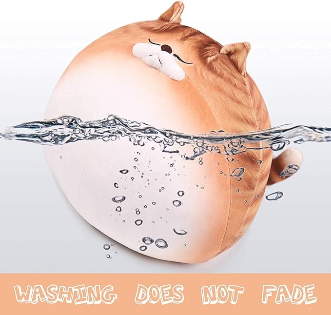 ARELUX 11.8In High Chubby Cat Plush Pillow, Cute Orange Fat Kitty Cat Stuffed Animal Soft Kitten Adorable Hugging Pillow Anime Plushies,Funny Toy Birthday for Adults Friends