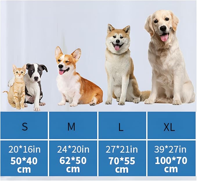 Pet Cooling Mat Cooling Fiber - Washable Non-Toxic Pet Indoor Outdoor Bed, Foldable Pee Pads for Dogs Settle Mat Cooling Dog Blanket Cat Cooling Pad (Blue, Medium)