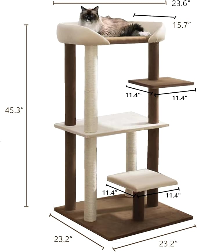 Modern Cat Tree Tower with Extra Large Platform Perch Bed for Large Cat Maine Coon and Big Cat Couch Sofa for Multiple Cats
