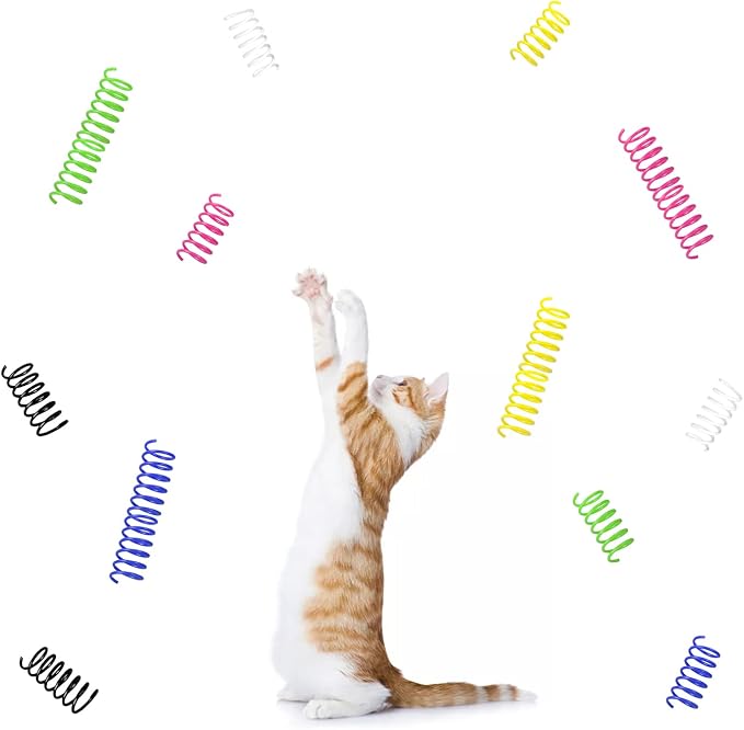 Andiker Cat Toys for Indoor Cats, 32pcs Cat Spring Toys Colorful & Durable Plastic Springs Cat Interactive Toy for Swatting, Biting, Hunting Kitten Toys to Kill Time and Release Nervousness (40pcs)