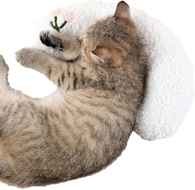 Les Arbres Fair Little Pillow for Cats, Ultra Soft Fluffy Pet Calming Toy Half Donut Cuddler for Joint Relief Sleeping Improve Machine Washable