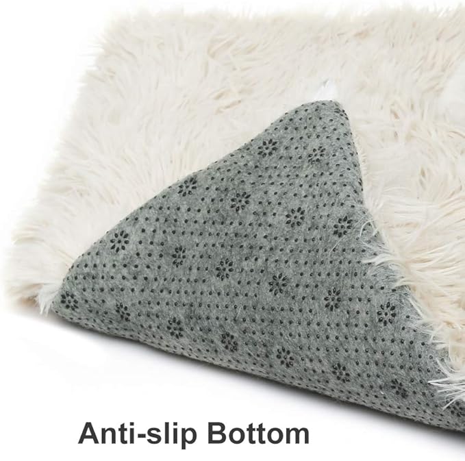 PUPTECK Furry Self Warming Cat Bed Mat - Foldable Convertible Thermal Cat Sleeping Bag Pad, Comfy Pet Heated Nest Mat Anti-Slip for Cat & Puppy