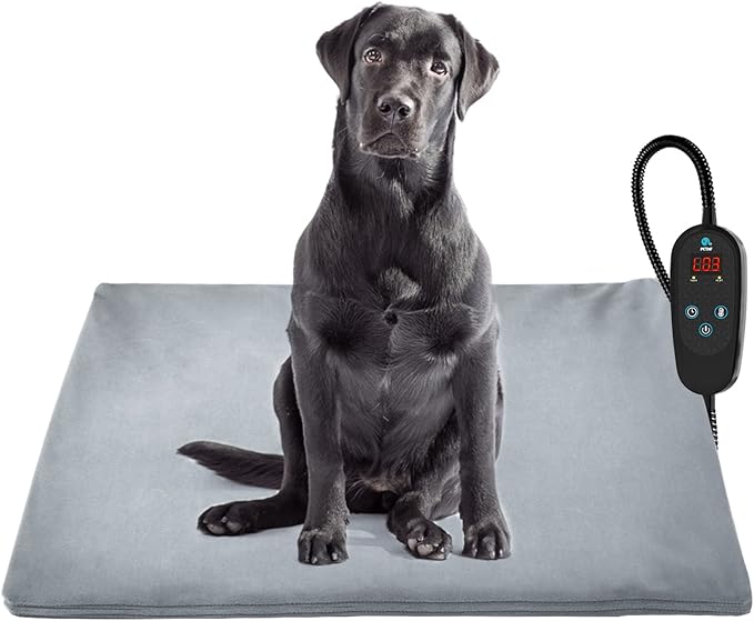 Pet Heating Pad Temperature Adjustment Dog Heating Pad Anti-bite Puppy Heating Pad with Timer Cat Heating Pad Indoor Waterproof Pet Warming Pad Electric Heated Bed Mat Dog