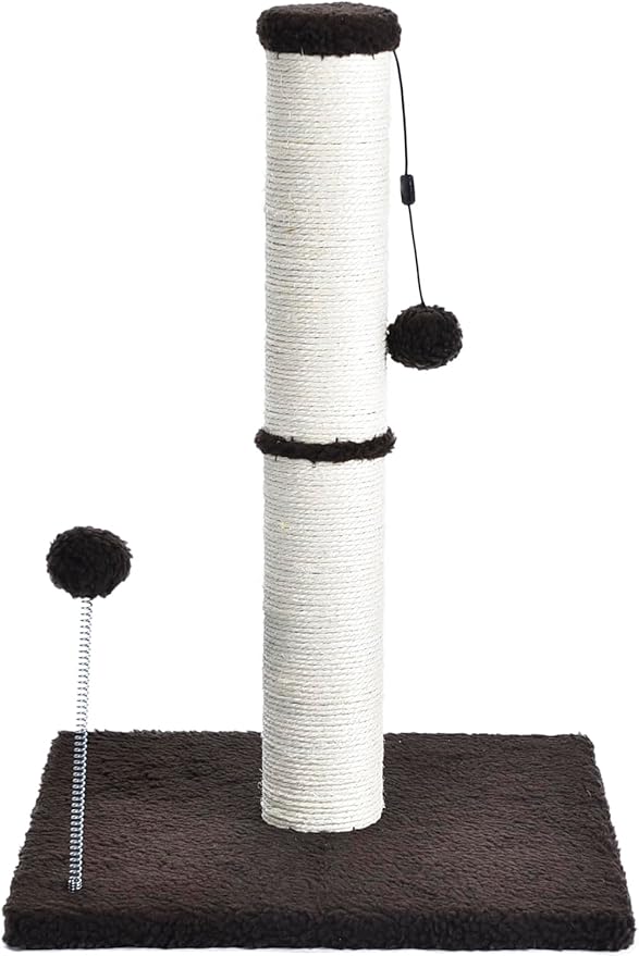 Cat Craft Scratching Post, Cat Scratch Post 20" Kitten Scratcher Sisal Scratch Posts with Hanging Balls, Chocolate
