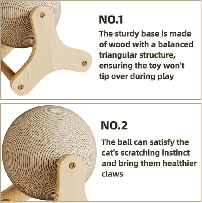 Cat Scratching Ball Toy Scratching Post Rotatable Scratching Training Exercise Sisal Material Scratching Toy, Equipped with a Replaceable Ball