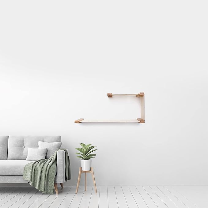 Catastrophic Creations Double Decker Cat Hammock – Wall Mounted Cat Tree with Hammock Perch – Cat Wall Hammock w/Canvas Fabric – Bamboo Cat Tower for Indoor Cats – Modern Cat Furniture