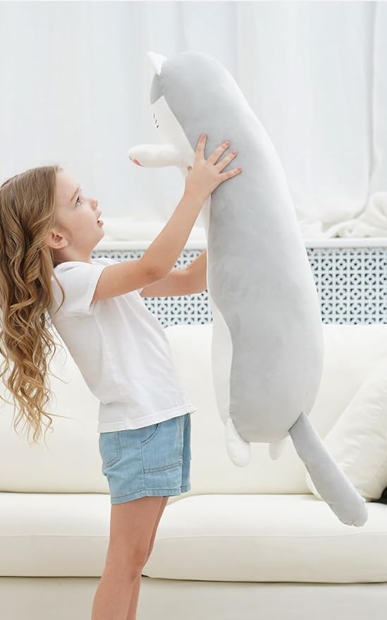 36" Cat Stuffed Animal, Soft Long Pillow Doll Cute Cartoon Kitten Plush Body Pillow Plushies Toy Gift for Kids, Girls, Birthdays, Easter