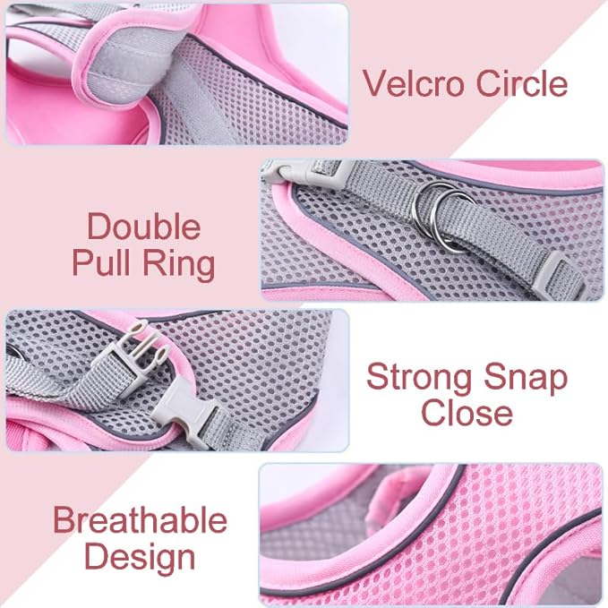 Cat Harness and Leash Set Soft Adjustable Escape Proof Cat Leash Breathable Comfortable Vest Easy to Wear Kitten/Small Dogs Harness for Outdoor Walking Blue L