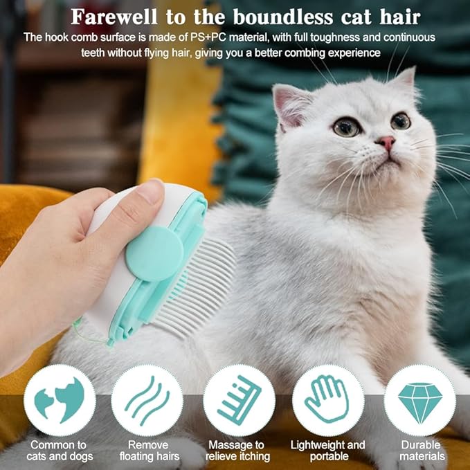 2 Pcs Cat Brush, 2 in 1 Cat Deshedding Brush, Portable Cat Grooming Brush with Cat Tongue Comb, cat grooming supplies Pet Tool Accessories for Short or Long Haired Cats