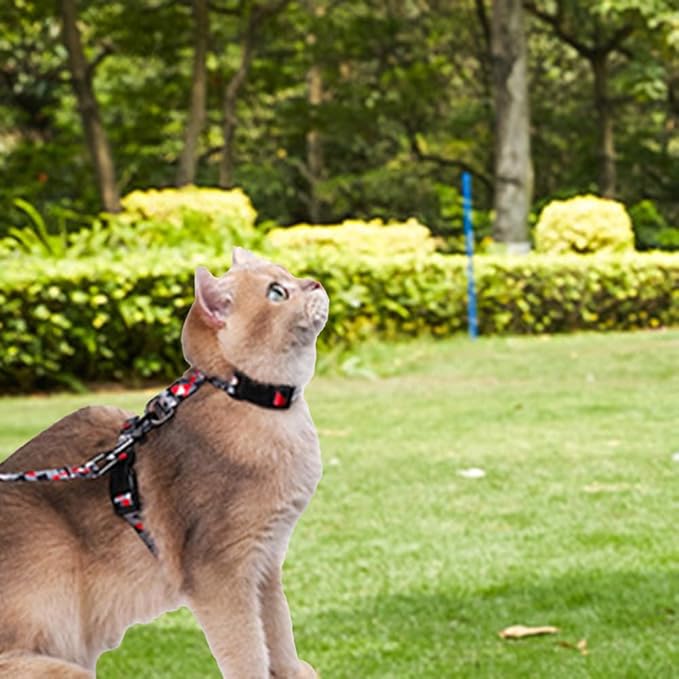 Cat Harness Escape Proof Cat Harness and Leash Set for Walking Soft Adjustable Kitten Harness for Small Large Cats(Multicolor1)