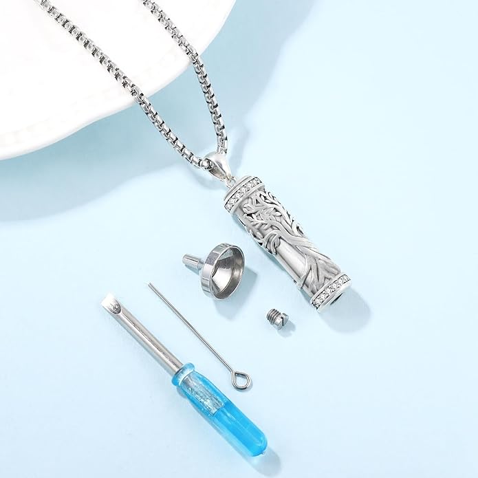 Aniu Cremation Jewelry for Ashes S925 Sterling Silver Urn Necklace Memorial Necklace for Human Ashes of Loved Ones Keepsake Pendant for Men Women
