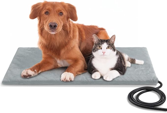 Pet Heating Pad for Cat & Dog Outdoor, Indoor Warming Heated Mat Pad, Waterproof Heated Dog Cat Bed with Chew Resistant Cord for Outside, Pet Heater Warmer Blanket for Puppy & Kitten