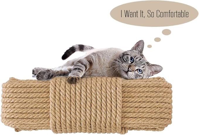 Aoneky Replacement Cat Scratching Post Sisal Rope - Hemp Rope for Cat Tree and Tower (5/16'' 33 Ft)