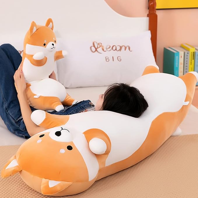43.32'' Jumbo Dog Stuffed Animals Long Dog Plush Pillow Toy Sleeping Cute Cartoon Soft Long Body Pillow Gift for Kids Adults