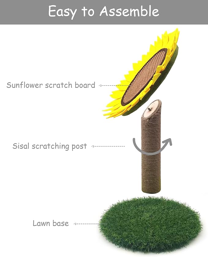 BNOSDM Sunflower Cat Scratching Post for Indoor Kitty Sisal Scratcher Posts Cat Tree Interactive Activity Tree Tower Furniture Cute Scratch Board for Small Cats and Kittens