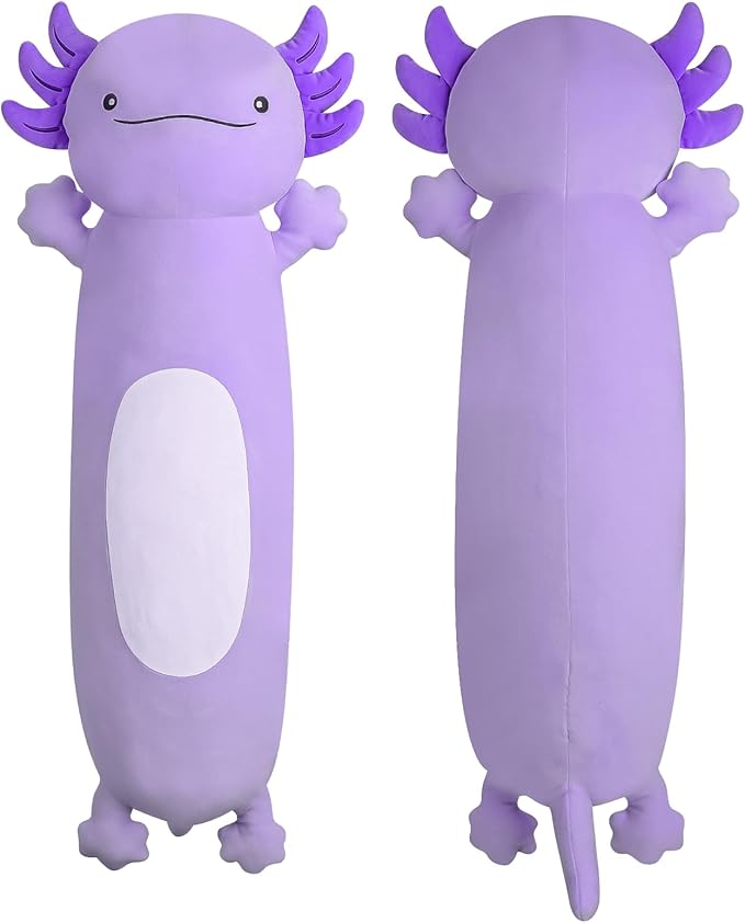 22 inch Cute Giant Purple Axolotl Plush Soft Body Pillow, Large Squishy Plushies Axolotl Stuffed Animals Toy, Gifts for Kids Boys Girls Birthday