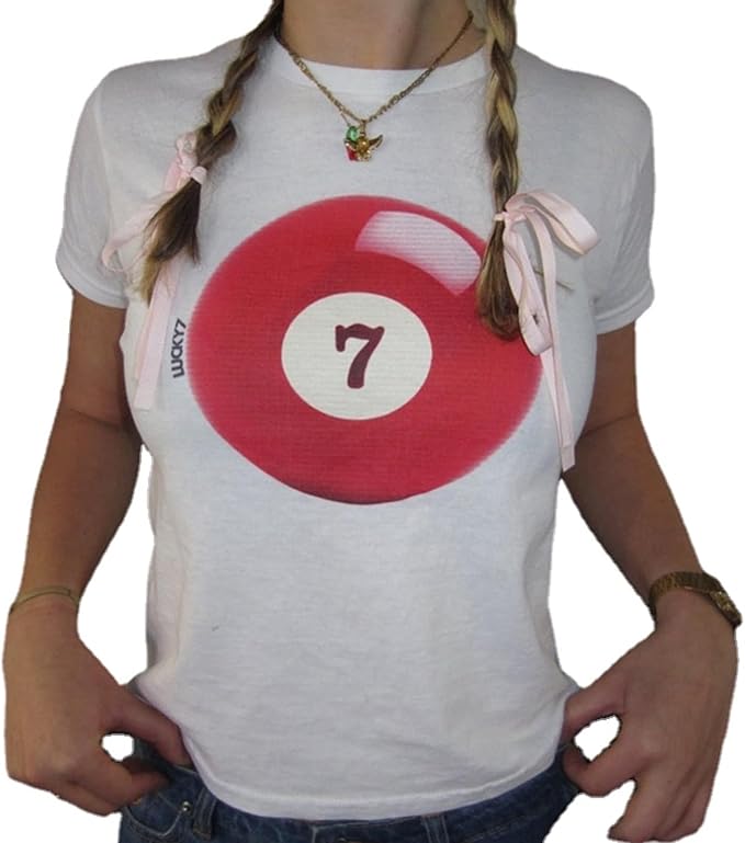 Baby Tees Y2k Shirt 2000s Fashion Cute Shirts 90s Outfit Woman Graphic Tees Y2k Vintage Clothes