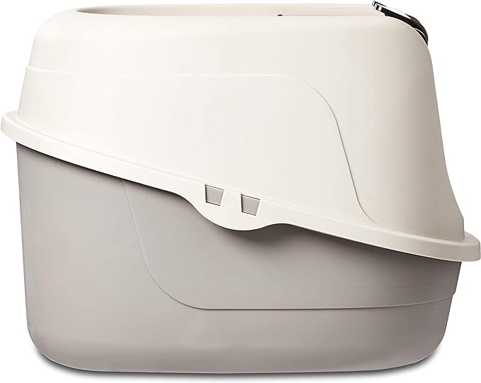 Amazon Basics No-Mess Enclosed Hooded Cat Litter Box, Standard, Multicolor, 21 in x 16 in x 15 in