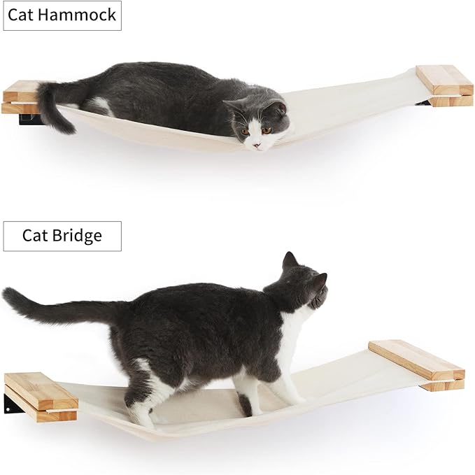 FUKUMARU Cat Wall Furniture, 34 x 13 inch Cat Hammock for DIY Cat Wall Shelves and Cat Window Perch, for Most Kitten, Medium and Large Cats