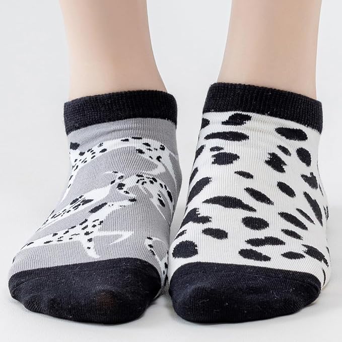 2 Pairs Funny Cartoon Animal Print Cotton Ankle Socks for Women Teens