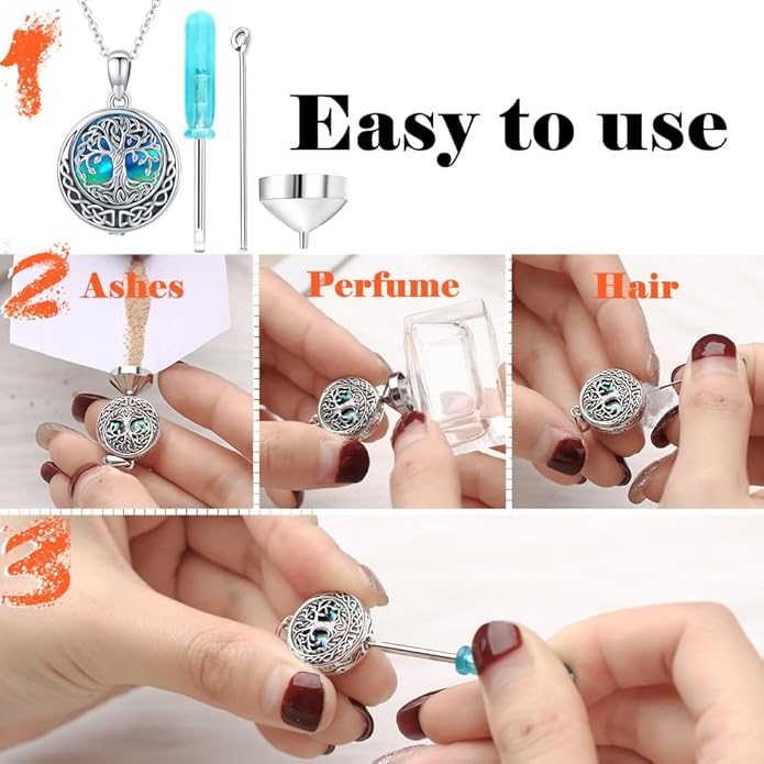 Aniu Cremation Jewelry for Ashes S925 Sterling Silver Urn Necklace Memorial Necklace for Human Ashes of Loved Ones Keepsake Pendant for Men Women