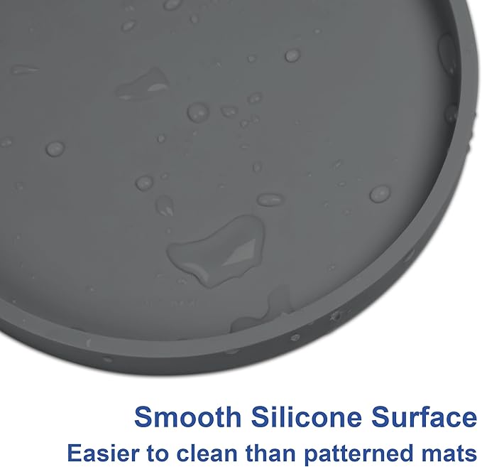 Arespark Pet Silicone Food Mat, Set of 6 Nonslip Waterproof Feeding Bowl Mat with Raised Edges for Food and Water Prevent Spills, Round Eating Tray for Dog Cat Puppy Kitten, 6'' x 6''