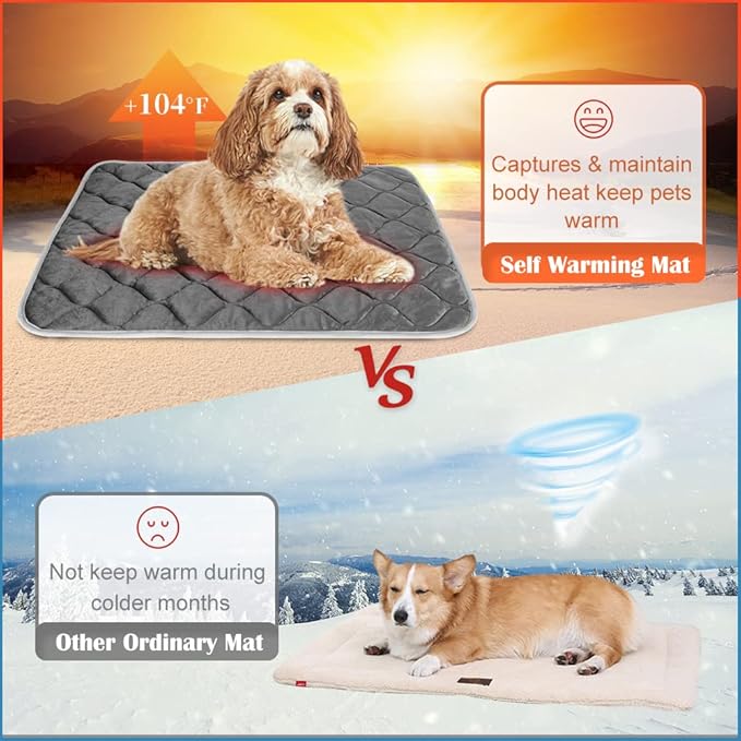 ULIGOTA Self Warming Cat Bed Self Heating Cat Mat Thermal Pet Bed Mat Self-Warming Dog Crate Pad