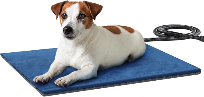 Pecute Pet Heating Pad, Dog Heating Pad with Chew Resistant Cord, Waterproof Layer, Warming Cat Heating Pad, Indoor Pet Heating Pads for Dogs Cats, Auto-Off, with Washable Cover, 19.7" x 15.7"