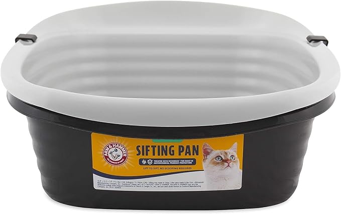 Arm & Hammer Large Sifting Litter Box Scoop Free Cat Litter Tray with Microban, Made in USA