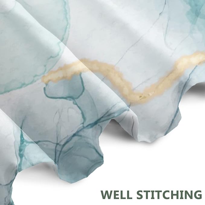 AWERT Teal Marble Shower Curtain for Bathroom Waterproof Quick-Drying Modern Abstract Shower Curtain Set with Hooks 72x72 Inch