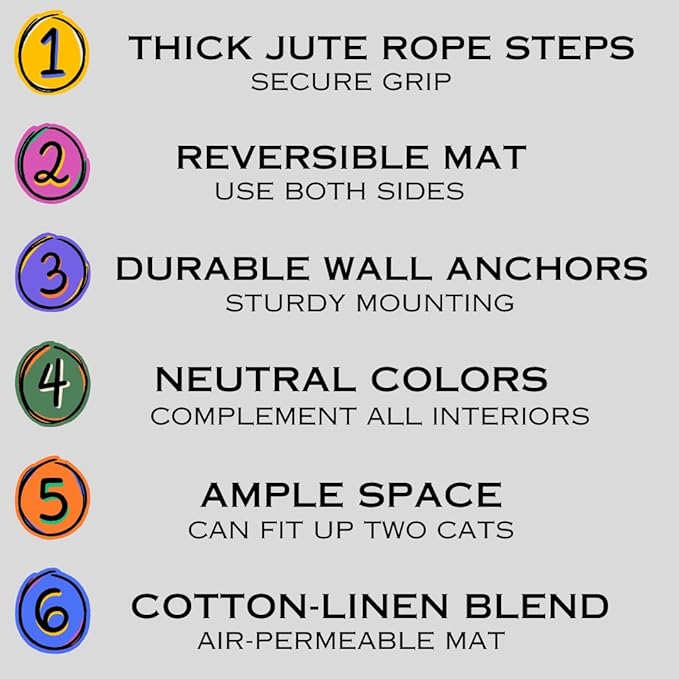 M-95 Mounted Cat Wall Shelves – Raised Cat Hammock, Bed and Perch with 2 Steps - for Climbing, Lounging, Playing, and Sleeping – Modern Cat Wall Furniture Set for Small or Large Cats (Black/Cream)