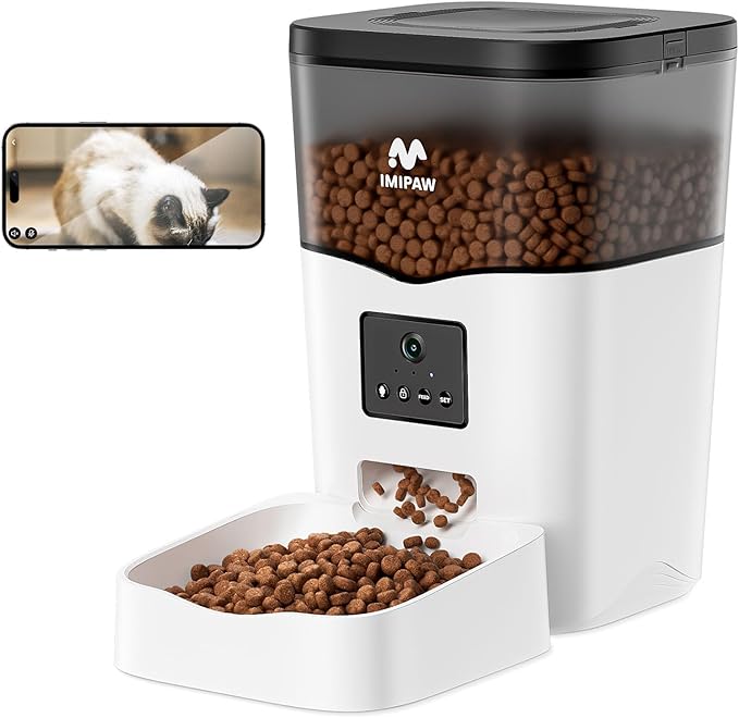 Automatic Cat Feeder with Camera: Automatic Cat Food Dispenser App Remote Control Timed Feeding of Dry Food WiFi Pet Feeder with Audio and Video Recording Up to1-8 Meals for Cat & Small Dog