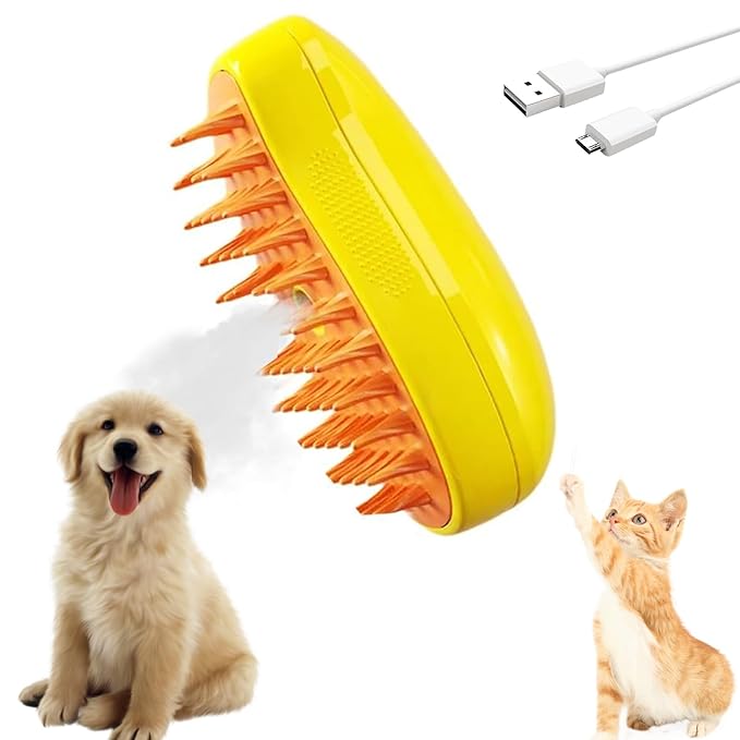 3-in-1 Cat Massage Brush with Steam Function for Cats - Removes Tangles, Provides Soothing Grooming Experience