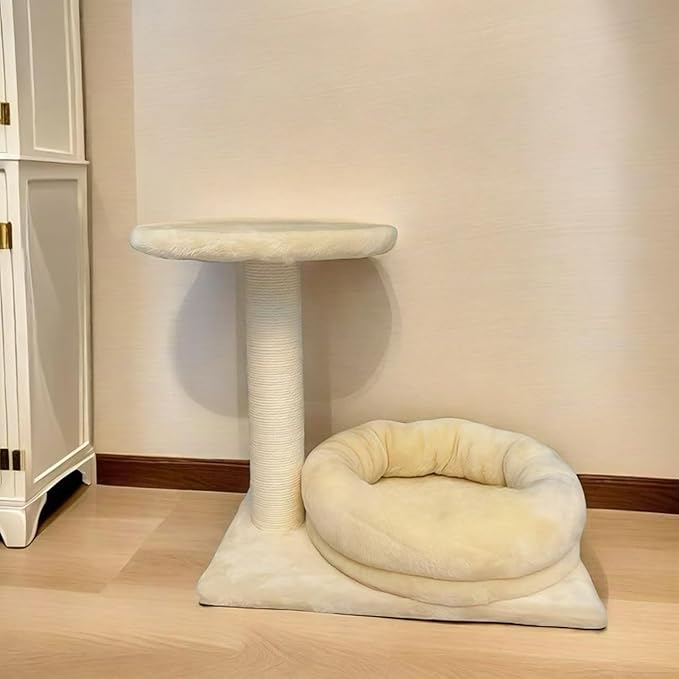 Cat Grabbing Post with Interactive Plush Mouse Toy Comes with a Cozy Private cat Bed Perfect for Kittens and Small to Medium Cats.