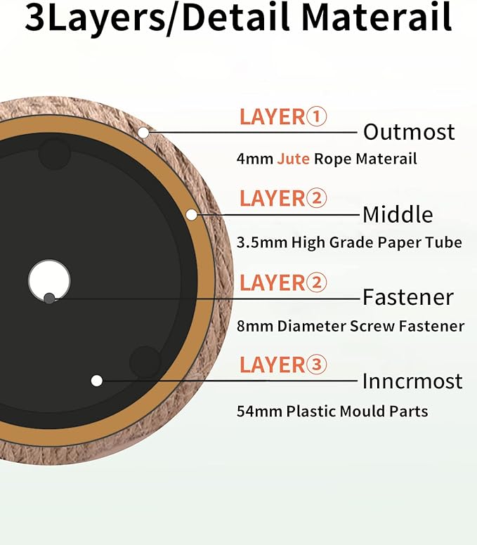 BNOSDM 4 Pcs M8 15”x2.75” Cat Tree Scratching Post Replacement Parts for Indoor Cats Tower Rope Scratch Poles Refill Jute Pole Part for Refurbishment Hemp Gray